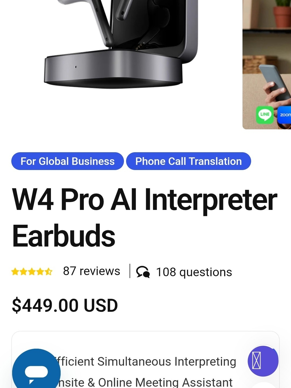 AI Interpreter Earbuds — Gray Translator Real Time